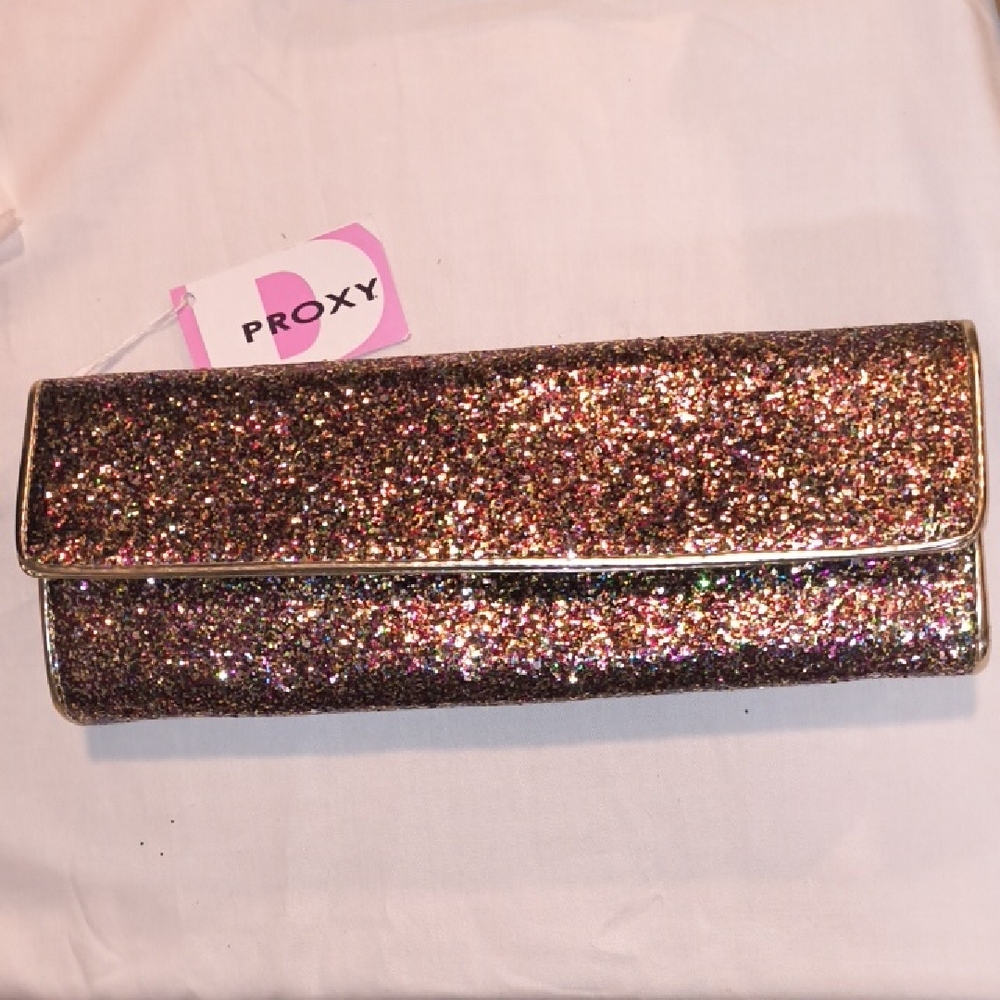 Roxy Sparkling Glitter Clutch /Crossbody Multicolor Bag